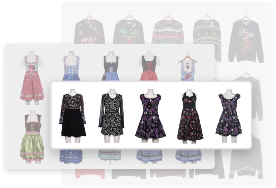 Fashion style grid showing AI visual attribute detection
